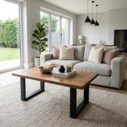 Walnut Stained Solid Wood Coffee Table - Handmade Custom-Size Living Room Table, 80-180cm, UK Made To Order, Free Delivery - thumbnail 3