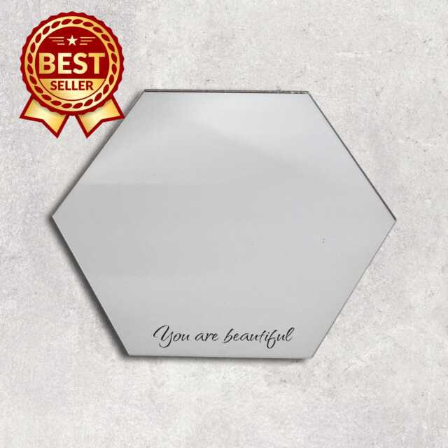 Hexagon Acrylic Mirror Wall Art Personalized Engraving Options - image 1