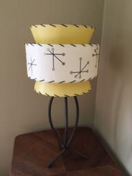 Mid Century Vintage Style Tapered 3 Tier Fiberglass Lamp Shade Starburst Atomic Yellow/Ivory - thumbnail 3
