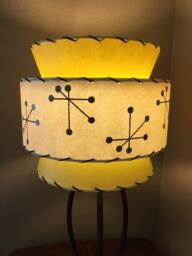 Mid Century Vintage Style Tapered 3 Tier Fiberglass Lamp Shade Starburst Atomic Yellow/Ivory - thumbnail 4