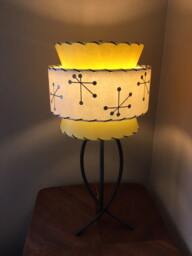 Mid Century Vintage Style Tapered 3 Tier Fiberglass Lamp Shade Starburst Atomic Yellow/Ivory - thumbnail 1