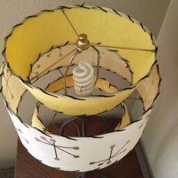 Mid Century Vintage Style Tapered 3 Tier Fiberglass Lamp Shade Starburst Atomic Yellow/Ivory - thumbnail 2