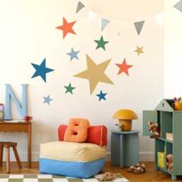 Large Star Wall Decals - Repositionable Fabric Peel & Stick Sticker Set For Kids' Rooms