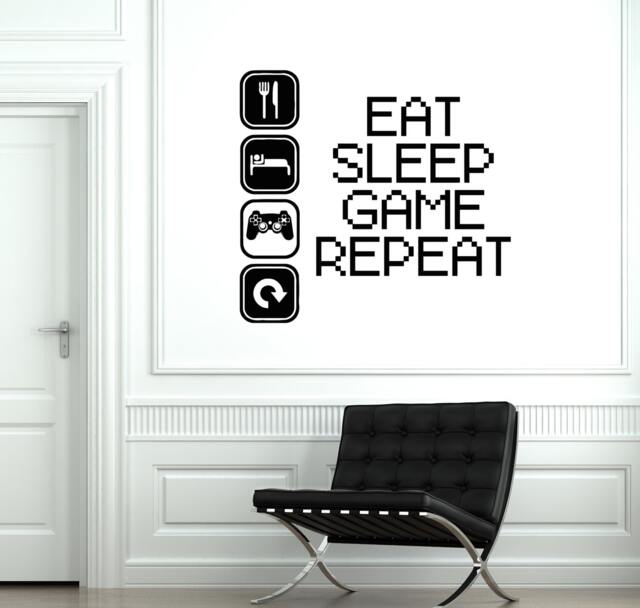 Wall Vinyl Decal Gaming Gamer Eat Sleep Game Repeat Decor 2053Di - image 1