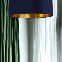 New High Quality Luxury Navy 52 Cotton Drum Fabric Lamp Shade Pendant Light Shape With Metallic Linings - thumbnail 3