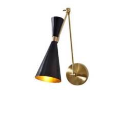 Mid Century Wall Sconce Light Lamp Black Lelo 3 , Handmade Brass Stilnovo Modern Light, Bed Reading Kitchen