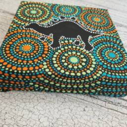 stegosaurus Dinosaur Silhouette Dot Painting // 6x6 Inch Canvas Mandala Art Home Decor Wall Kids Room - thumbnail 3
