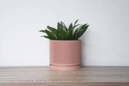 "Mid-Century Modern Planter With Drainage & Saucer in Country Pink, Unique 3D-Printed Plant Pot, Sizes 4"" 5"" 6"" 7"" 8" - thumbnail 1