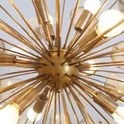 Modern Brass Sputnik Chandelier Light Fixture With Natural White Agate Stone - 22 - thumbnail 4