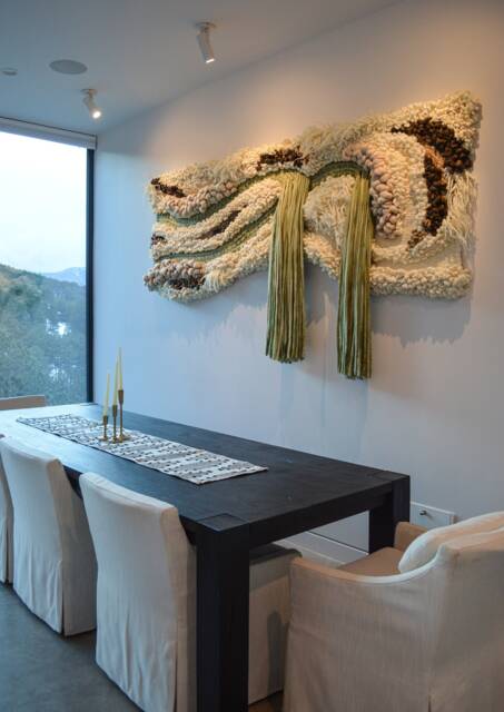 Macrame Wall Hanging Hand-Dyed Merino Wool Fiber Art - image 1