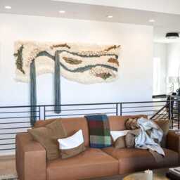 Macrame Wall Hanging Hand-Dyed Merino Wool Fiber Art - thumbnail 3