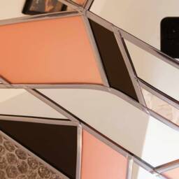 Pink Mirror, Square Stain Glass Geometric Wall Bathroom Mirror - thumbnail 2