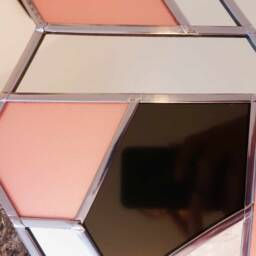 Pink Mirror, Square Stain Glass Geometric Wall Bathroom Mirror - thumbnail 3