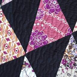 Handmade Patchwork Throw Quilt, Modern Triangle Design - 53x61 - thumbnail 3