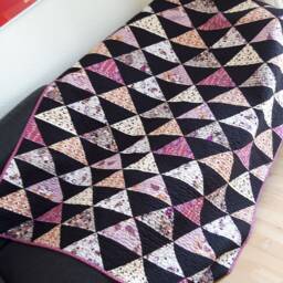 Handmade Patchwork Throw Quilt, Modern Triangle Design - 53x61 - thumbnail 2