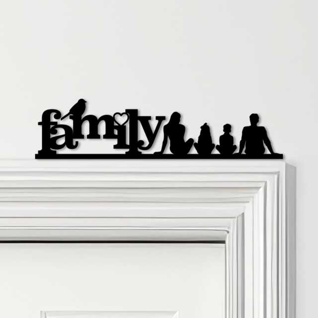 Door Topper Love Heart Bird Family Of 4, 1 Girl Boy Various Colours Decor Sign - Novelty Wall Decor, Frame Art, Decorative Art - image 1