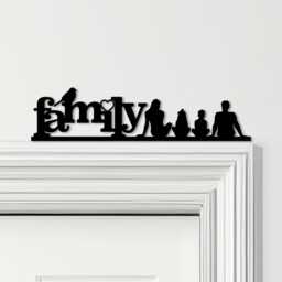 Door Topper Love Heart Bird Family Of 4, 1 Girl Boy Various Colours Decor Sign - Novelty Wall Decor, Frame Art, Decorative Art - thumbnail 1