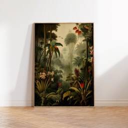 Vintage Botanical Print, Tropical Floral Poster, Henri Rousseau Art, Decor, Wall Jungle Aesthetic - thumbnail 2