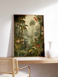 Vintage Botanical Print, Tropical Floral Poster, Henri Rousseau Art, Decor, Wall Jungle Aesthetic - thumbnail 1