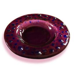 Purple Murano Glass Candle-Holder With Blue Drops, Fused Saucer - Lapilli Series, Romantic Light For Table & Bath