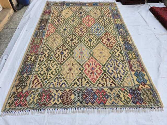 6x10 Colorful Handmade Afghan Kilim Rug, Boho Home Decor - image 1