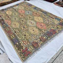 6x10 Colorful Handmade Afghan Kilim Rug, Boho Home Decor - thumbnail 3