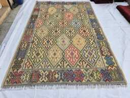 6x10 Colorful Handmade Afghan Kilim Rug, Boho Home Decor - thumbnail 1
