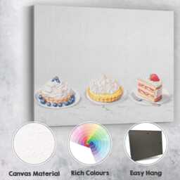 Elegant Assorted Dessert Cakes Watercolour Bakery Canvas Wall Art Print Decor Picture Ready To Hang - thumbnail 2