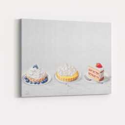Elegant Assorted Dessert Cakes Watercolour Bakery Canvas Wall Art Print Decor Picture Ready To Hang - thumbnail 4