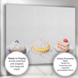 Elegant Assorted Dessert Cakes Watercolour Bakery Canvas Wall Art Print Decor Picture Ready To Hang - thumbnail 3