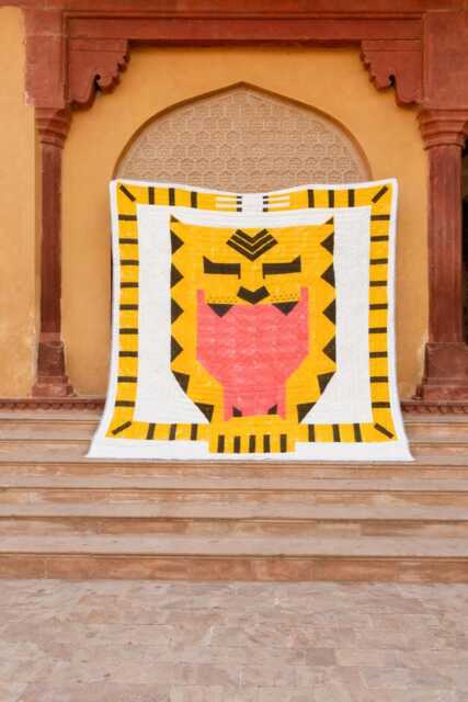 Handmade Tiger Quilt Block Printed Cotton Comforter, Twin/Queen/King Size Boho Bedding Set, Unique Colorful Reversible Bedspread - image 1