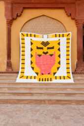 Handmade Tiger Quilt Block Printed Cotton Comforter, Twin/Queen/King Size Boho Bedding Set, Unique Colorful Reversible Bedspread - thumbnail 1