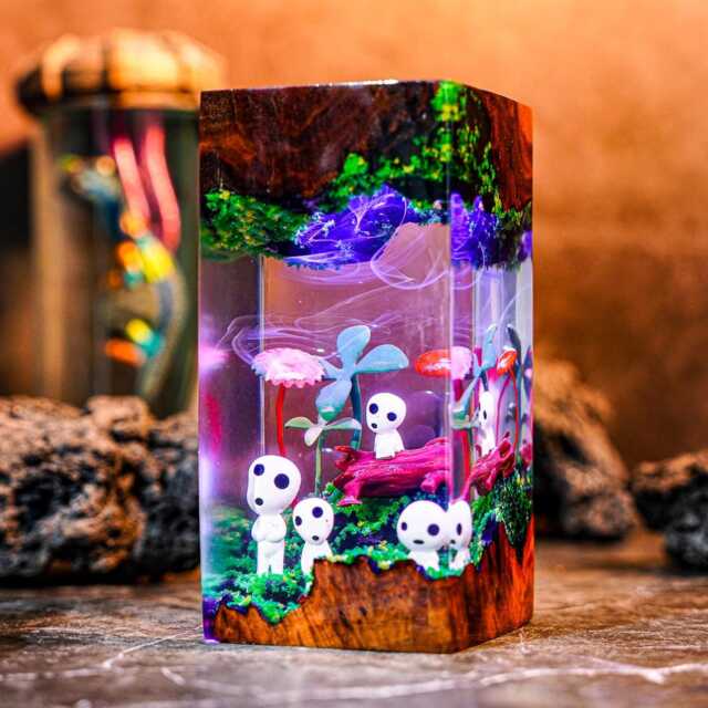Kodama Ghibli Resin Lamp - Studio Gh1Bli Led Night Light - Mononoke Forest Scene Handmade Anime Decor -Fairy Tale - image 1