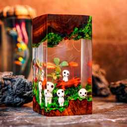 Kodama Ghibli Resin Lamp - Studio Gh1Bli Led Night Light - Mononoke Forest Scene Handmade Anime Decor -Fairy Tale - thumbnail 2