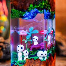 Kodama Ghibli Resin Lamp - Studio Gh1Bli Led Night Light - Mononoke Forest Scene Handmade Anime Decor -Fairy Tale - thumbnail 3