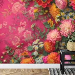 Pastel Floral Wallpaper Mural, Peonies Roses, Peel & Stick Wall Decal - thumbnail 3