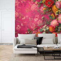Pastel Floral Wallpaper Mural, Peonies Roses, Peel & Stick Wall Decal - thumbnail 2