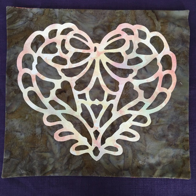 Hand Cut Quilt Square Wall Hanging. Finished Fabric Lining & Fused Cutwork Heart Design By Linda Pool Hanging, Color Choice - image 1