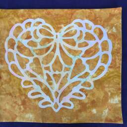 Hand Cut Quilt Square Wall Hanging. Finished Fabric Lining & Fused Cutwork Heart Design By Linda Pool Hanging, Color Choice - thumbnail 3