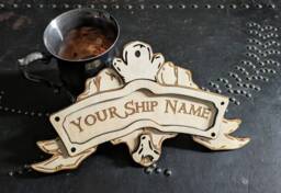 Sea Of Thieves Inspired Personalised Wooden Ship Name Crest. Made From Laser Cut Wood - thumbnail 1