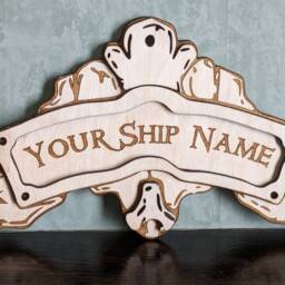 Sea Of Thieves Inspired Personalised Wooden Ship Name Crest. Made From Laser Cut Wood - thumbnail 2