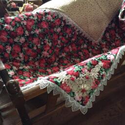 Baby Quilt Handmade, Handmade Baby Quilt, Blanket, Shower Gift Girl, Shabby Chic Baby, Floral Vintage Pink Blanket - thumbnail 3