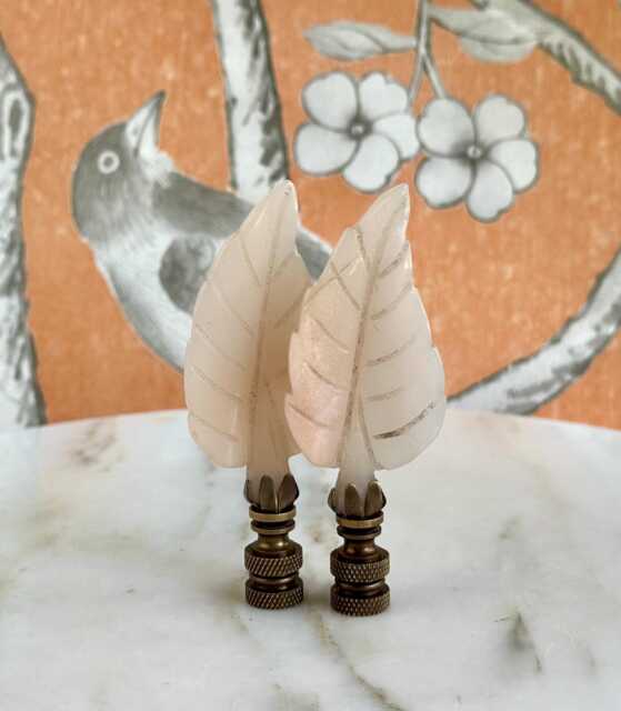 Autumn Leaf Lamp Finials On Bronze Hardware - Peach Aventurine Leaves A Single Finial Or Matching Pair - image 1