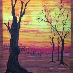 Art Quilt Wall Hanging Textile Art The Last Trees 3rd in The Series After Warming - thumbnail 4