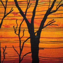 Art Quilt Wall Hanging Textile Art The Last Trees 3rd in The Series After Warming - thumbnail 2