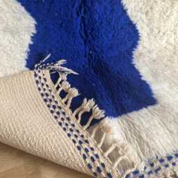 Cute Moroccan Rug - Custom Beni Ourain Rug-Authentic Rug - Large White& Bleu Rug-8x10 Moroccan Rugs - thumbnail 3