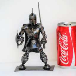 Handmade Metal Spartan Figurine, Recycled Steel Art, Fun Desk Decor, Small Warrior Ornament Gift - thumbnail 4