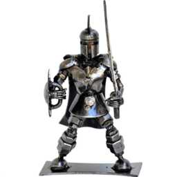 Handmade Metal Spartan Figurine, Recycled Steel Art, Fun Desk Decor, Small Warrior Ornament Gift - thumbnail 2