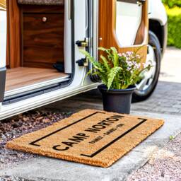 Personalized Family Name Camp Doormat - Custom Coir Camper Mat Van Rug New Home Gift Housewarming - thumbnail 1