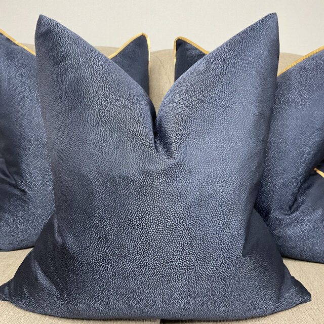 Handmade Navy Textured Cushion Cover Designer Osborne Little Langley Fabric - image 1